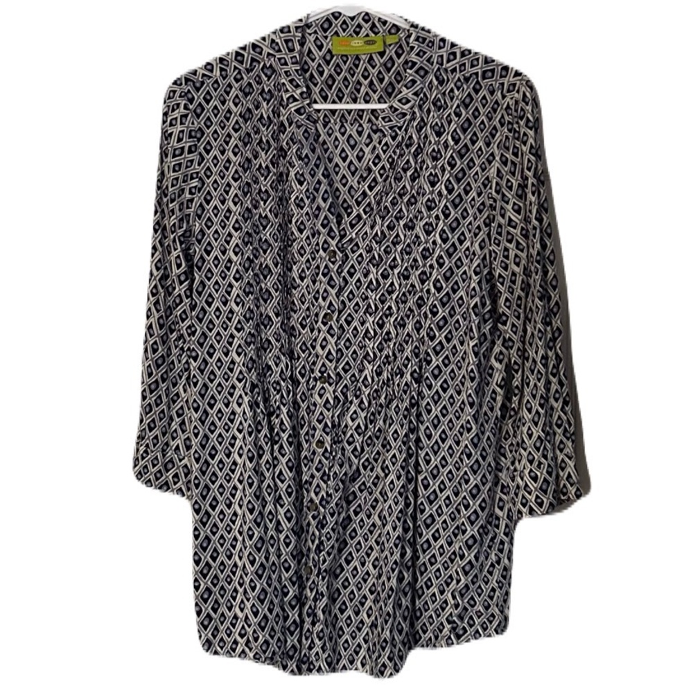 Geometric Blue and Gray Women's Top